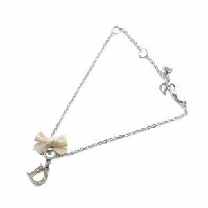 Christian Dior Bracelet Accessories Bangle Ribbon Logo Silver Color GY18 MQ